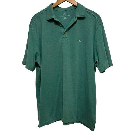 Mens Heathered green Tommy Bahama Stretchy Short Sleeve Polo L Large golf - Picture 1 of 5
